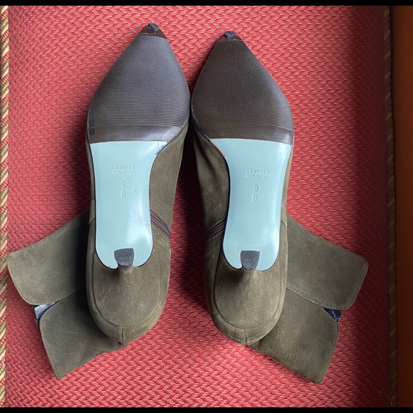 Olive Suede Zip Ankle Booties - Picture 9 of 15